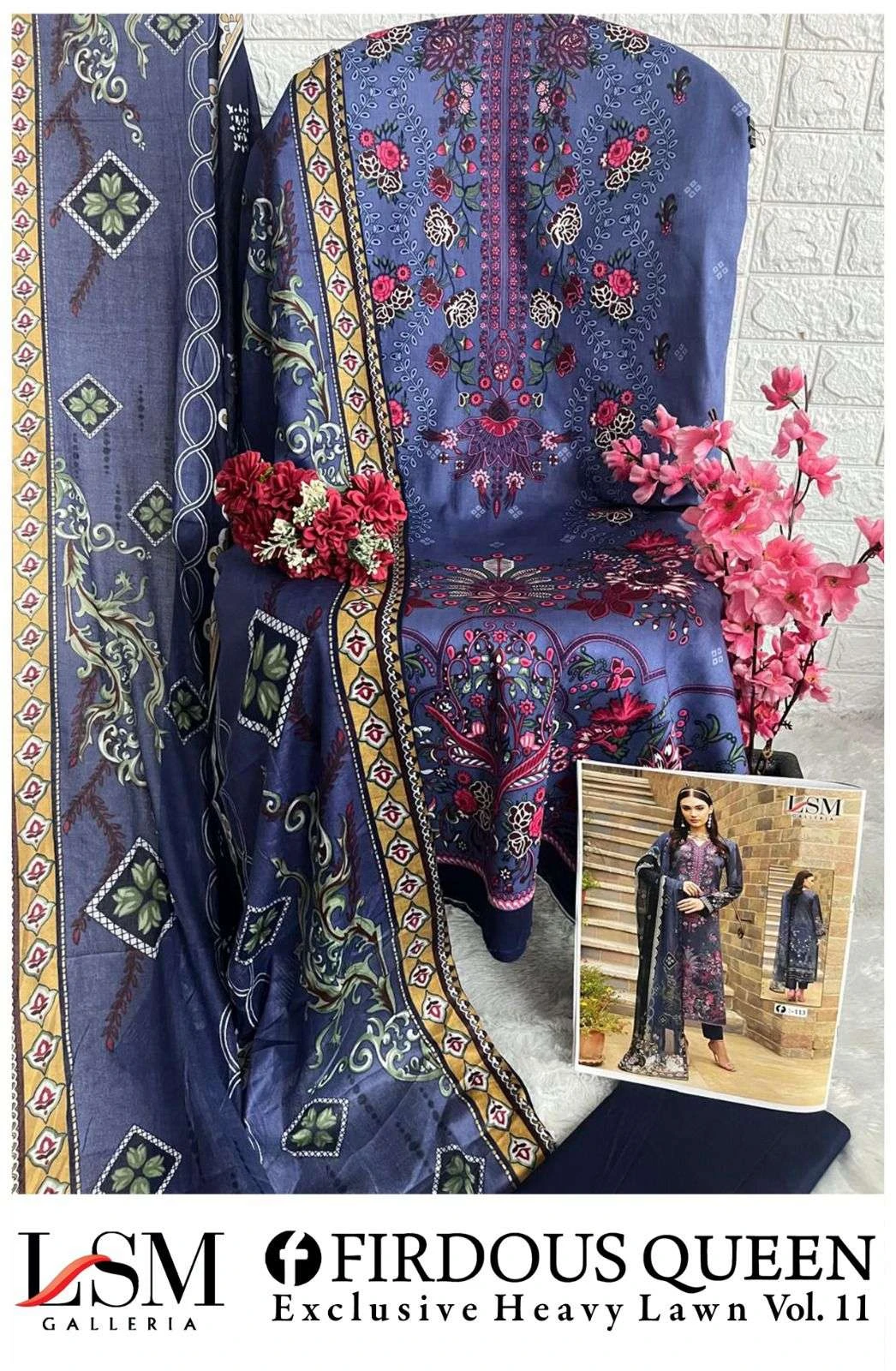 Lsm Galleria Firdous Queen Lawn Vol 11 Lawn Cotton Wholesale Pakistani Salwar Suit Catalog